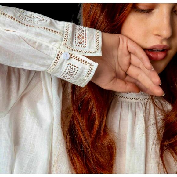 Zadig & Voltaire Teddy Eyelet Trim Blouse Judo M - Picture 4 of 16